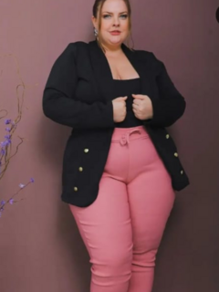 Blazer Neoprene Plusize com Detalhes de Botoes