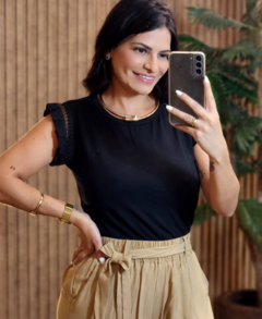 Blusa Moderna Viscolycra com Manga Trabalhada - Tati Perale Modas 