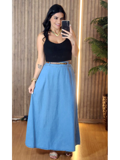 Saia Jeans Longa Bruna - comprar online
