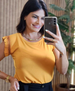 Blusa Moderna Viscolycra com Manga Trabalhada