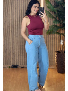 Calça Pantalona Em Jeans Levinho na internet