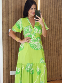 Imagem do Vestido Longo Folhagens Em Viscolinho