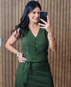 Conjunto de Saia em Linho Carlota com elastano - Tati Perale Modas 