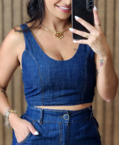 Cropped Jeans Levinho com Lastex - comprar online