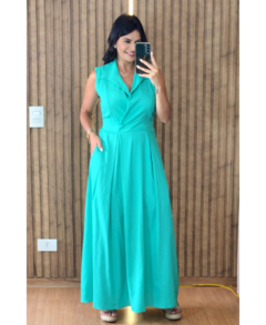 Vestido Longo linho com Gola - loja online