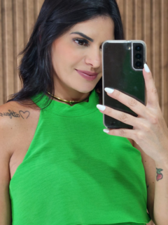Blusa Regata Com Babadinho Em Crepe Duna - loja online