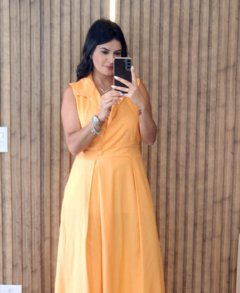 Vestido Longo linho com Gola - comprar online