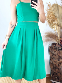 Conjunto Saia e Cropped Crepe Duna