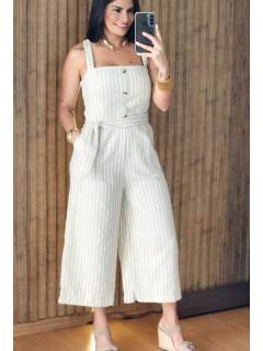 Macacão De Linho Pantacourt Estilo Pantalona - comprar online