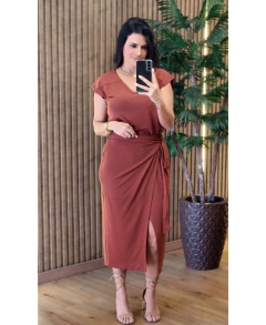 Conjunto Flora Saia Transpassada Viscolycra - loja online