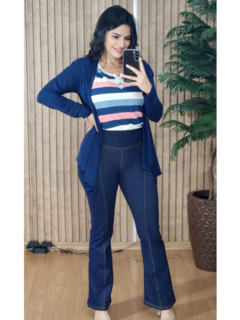 Calça Flare Coton Imitação Jeans