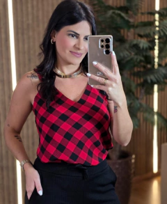 Regata Viscose Xadrez decote V - loja online