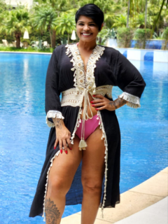 Saída De Praia Luxo Em Algodão Com Poliéster na internet