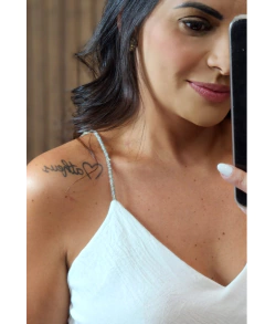 Regata Crepe duna Com Alça de Strass