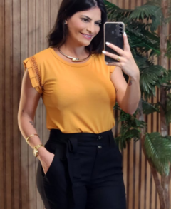 Blusa Moderna Viscolycra com Manga Trabalhada - comprar online