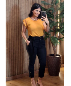 Calça Linho Capri com Elastano