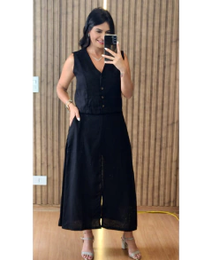 Conjunto de Saia em Linho Carlota com elastano - Tati Perale Modas 