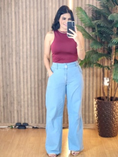 Calça Pantalona Em Jeans Levinho - loja online