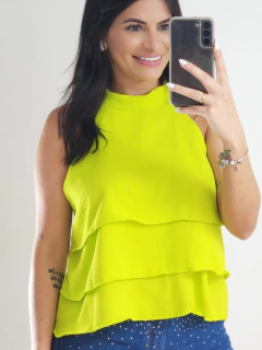 Blusa Regata Com Babadinho Em Crepe Duna - comprar online