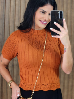 Cropped em tricô Modal Trabalhado - loja online