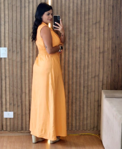 Vestido Longo linho com Gola - comprar online