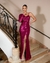 Vestido de Festa em Paetê com Decote Nula Manga e Manga Longa