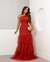 Vestido de Festa Longo Nula Manga com Babados