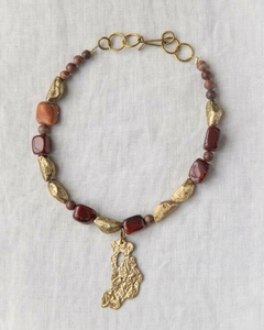 COLLAR MARRON Y DORADO - tienda online