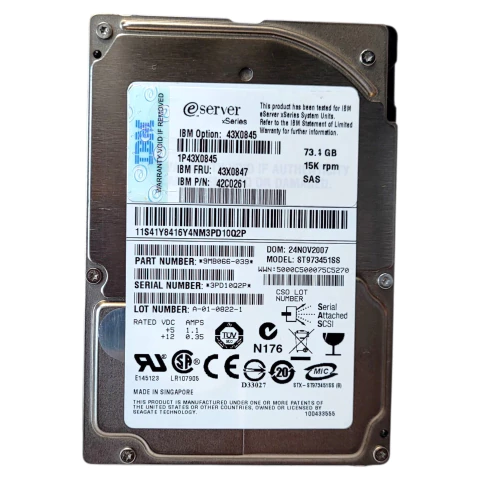 Hd Sas 73gb 15k 2.5 Ibm 43x0847 42c0261 St973451ss Servidor System