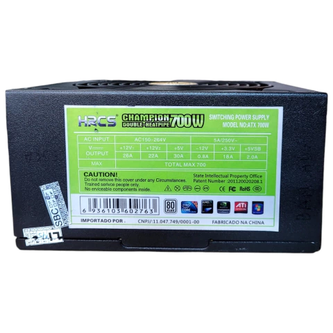 Fonte De Alimentção 700w Atx Real Hrcs Hr700 Champion 80plus