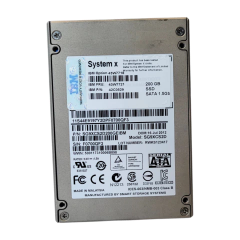 Ssd Servidor Ibm 200gb Sata 2.5 Mlc Compatível Com Ibm System X Fru 43w7721