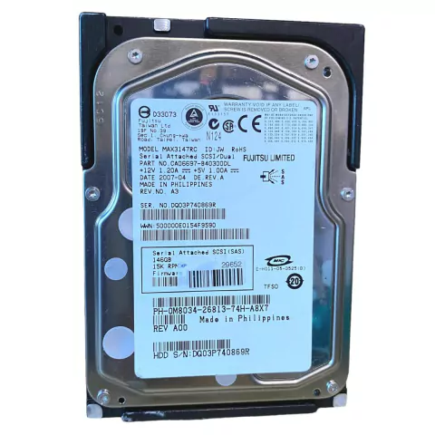 Disco Rígido Interno Hd 146gb Fujitsu Max3147rc 3,5 Sas Servidor