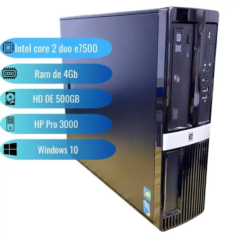 Computador Pc Hp Pro 3000 Core 2 Duo E7500 4gb Ram 500gb Hd