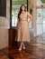 CONJUNTO LUANA CROPPED E SAIA BEGE