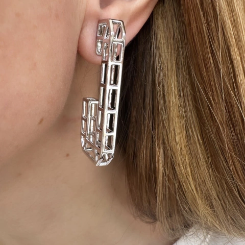 ARGOLA RETANGULO VAZADO SILVER