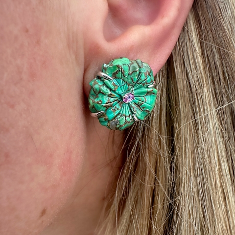 Brinco Flor Mohave verde - prata 925 - comprar online