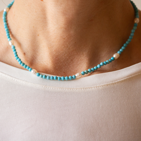 Choker Turquesa e pérola - comprar online