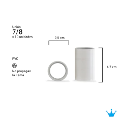 Imagen de Unión Acople Pvc p/ Caño Rígido o Corrugado Liviano Pack x 10u - Tucson