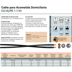 CABLE DE ACOMETIDA DOMICILIARIA CU-XLPE 1.1 kV en internet