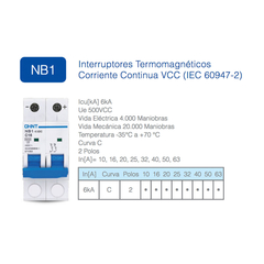 Llaves térmicas bipolar 6 a 63amp - Chint - comprar online