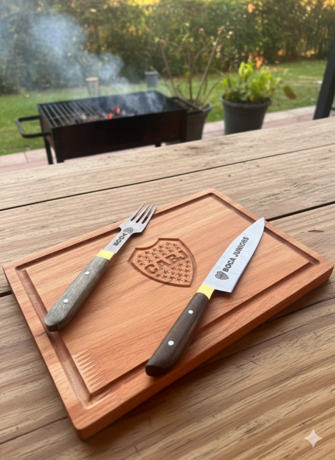 Combo BOCA JR : PLATO ASADO con SET DE CUBIERTOS - comprar online