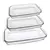 Set 3 Fuentes Asaderas Marinex Vidrio Templado Rectangulares