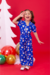 Imagem do Conjunto Longo Infantil Menina Adelia Azul Estampado (Calça + Croped)