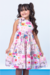 Vestido Infantil Rosa Estampado Emoji na internet