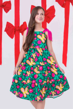 Vestido Infantil Maisa Verde com Pink