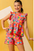 Conjunto Infantil Menina Chantal Estampado Laranja (Short + Batinha) - comprar online