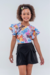 Conjunto Infantil Menina Preto Love (Saia com forro + Cropped)-Sem Troca/Devolução