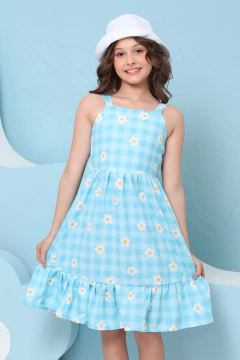 Vestido Infantil Xadrez Jamile Azul