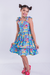 Vestido Infantil 3 Marias Estampado Azul Casinha