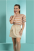 Conjunto Infantil Menina Saia (com Forro)+ Blusa Bufante Listras-sem troca/Devolução